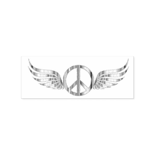 Winged Hippie Peace Symbol Thunder_Cove Rubber Stamp (Imprint)