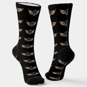 Winged Hippie Peace Symbol Thunder_Cove Socks