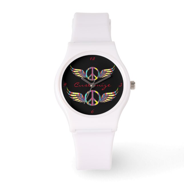 Winged Hippie Peace Symbol Thunder_Cove Watch (Front)