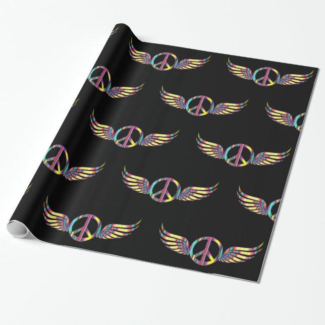 Winged Hippie Peace Symbol Thunder_Cove Wrapping Paper (Unrolled)