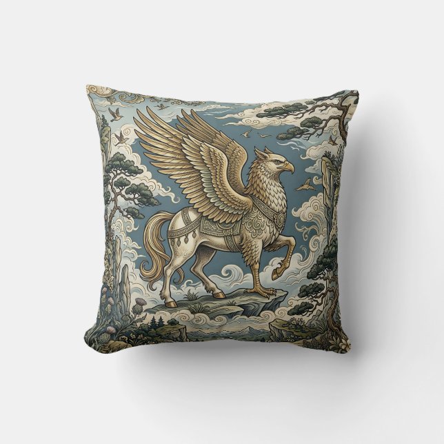 Winged Hippogriff Throw Pillow (Front)