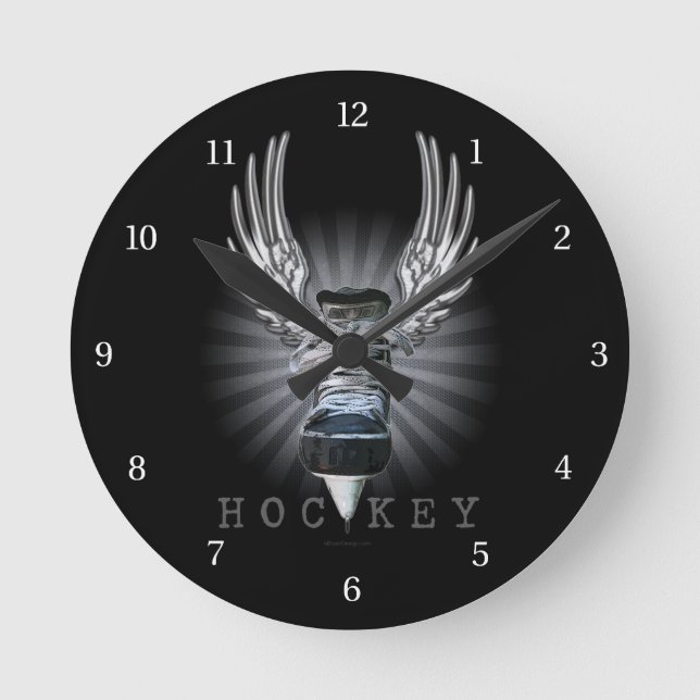 Winged Hockey Round Clock (Front)