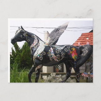 Winged Horse Parrot and glitter Postcard