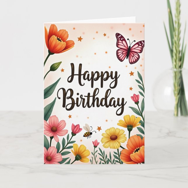 Winged Insect Birthday Card (Front)