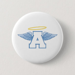 Winged Letter A 6 Cm Round Badge