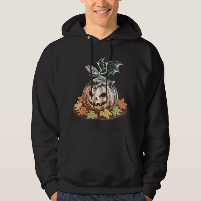 Winged Lizard on White Pumpkin Hoodie (Front)