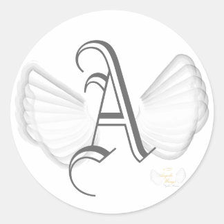 Winged Monogram Sticker-Customise Classic Round Sticker