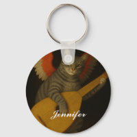 Winged Musician Cat Playing Lute Art