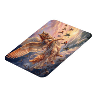 Winged Orange Tabby Cat Funny Animal Art Magnet