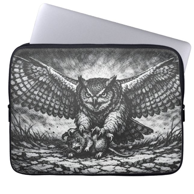 Winged Owl Sentinel by BurnsInHell Laptop Sleeve (Front)
