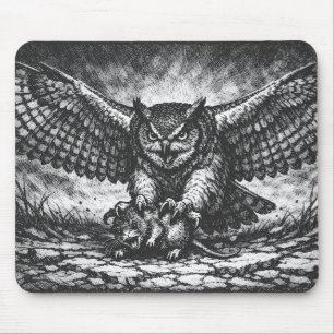 Winged Owl Sentinel by BurnsInHell Mouse Mat