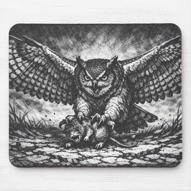 Winged Owl Sentinel by BurnsInHell Mouse Mat (Front)