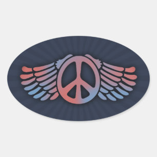 Winged Peace Oval Sticker