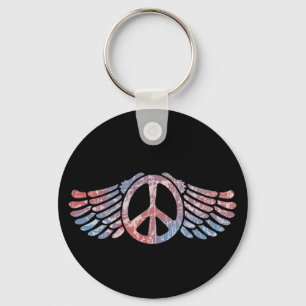 Winged Peace Symbol Key Ring