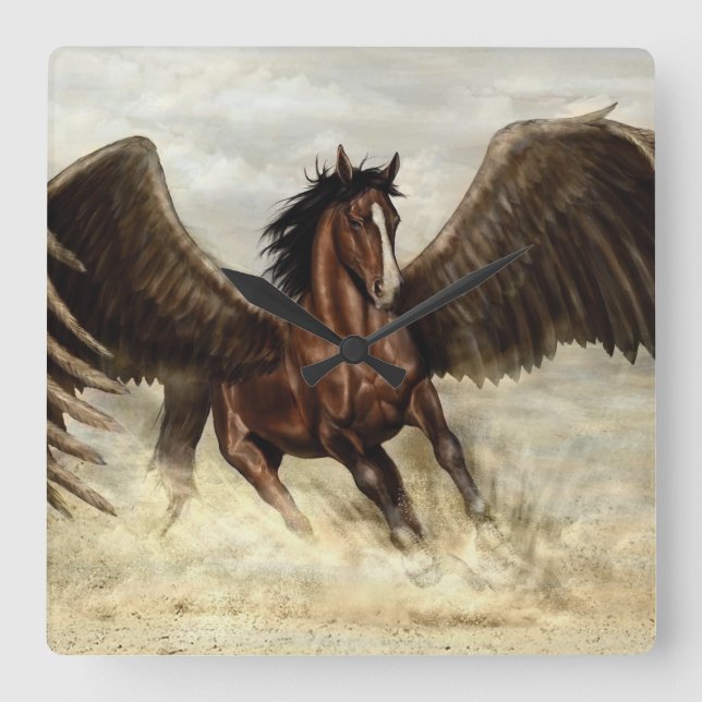 Winged Pegasus   Square Wall Clock (Front)