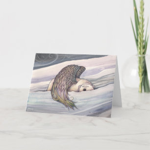 Winged Polar Bear Angel Christmas Card