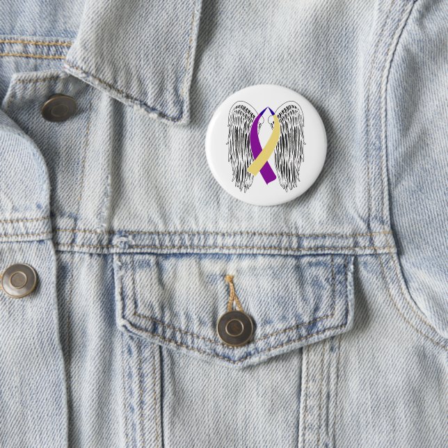 Winged Ribbon Bladder Cancer 6 Cm Round Badge (In Situ)