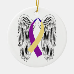 Winged Ribbon Bladder Cancer Ceramic Tree Decoration
