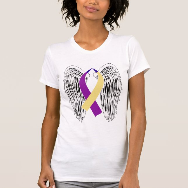 Winged Ribbon Bladder Cancer T-Shirt (Front)