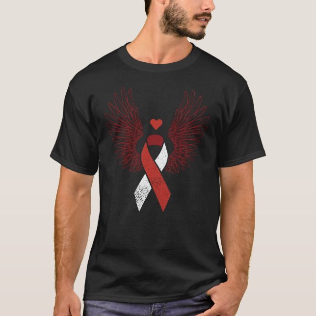 Winged ribbon head and neck cancer awareness T-Shirt (Front)