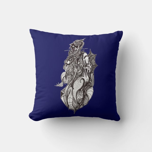 Winged Rider, ink drawing, Cushion (Front)
