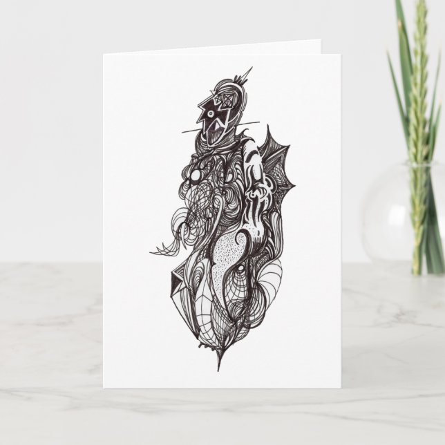 Winged Rider ink drawing Greeting Card (Front)