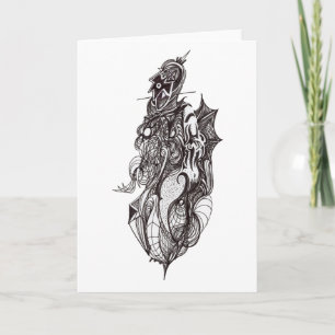 Winged Rider ink drawing Greeting Card