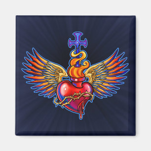 Winged Sacred Heart Design Magnet
