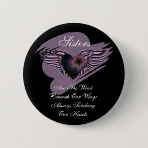 Winged Sisters Heart 6 Cm Round Badge