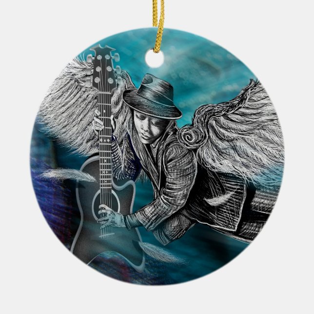 Winged Six String Ceramic Tree Decoration (Front)