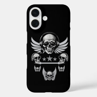 Winged Skull Headphones iPhone 16 Case  iPhone 16 Case