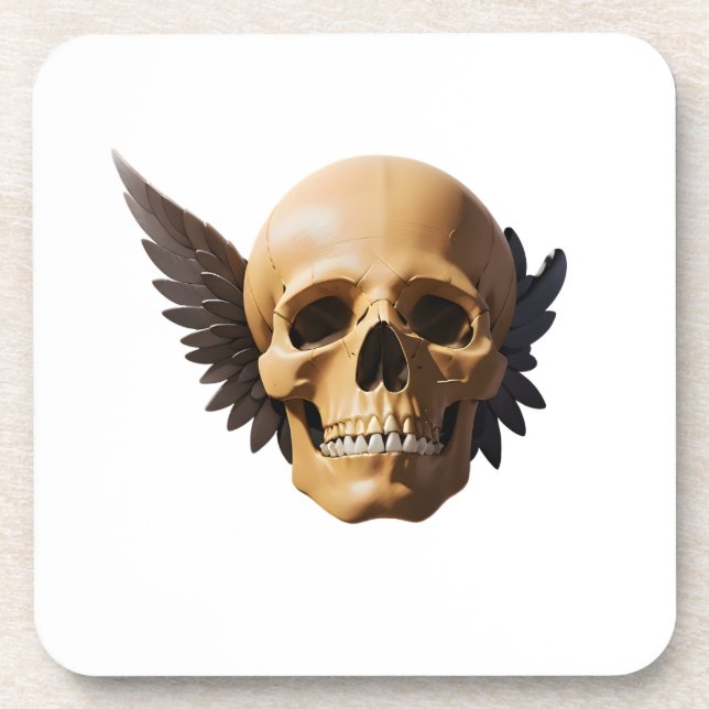 Winged Skull Symbolizing Mortality and Freedom Coaster (Front)