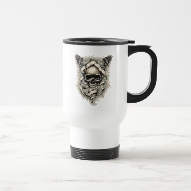 Winged Skull Travel Mug by Gregg's Deep Colours (Right)