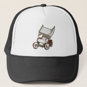 Winged Sprint Car White Coloured Trucker Hat