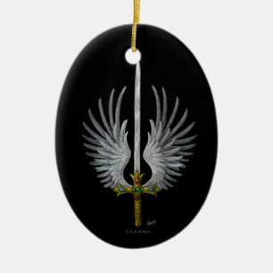 Winged Sword Ceramic Tree Decoration