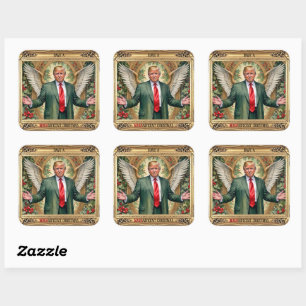 Winged Trump MAGA nificent Christmas Luxury Square Sticker