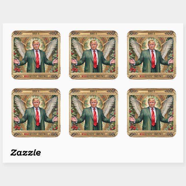 Winged Trump MAGA nificent Christmas Luxury Square Sticker (Sheet)