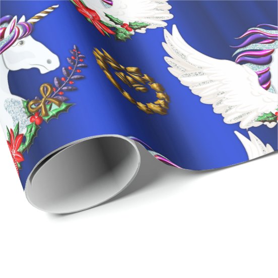 Unicorn Christmas Wrapping Paper Zazzle UK