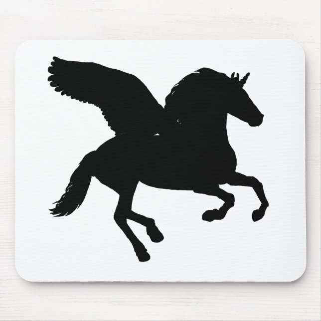 Winged Unicorn Silhouette Mouse Mat (Front)