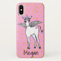 Winged Unicorn with gold sparkling stars