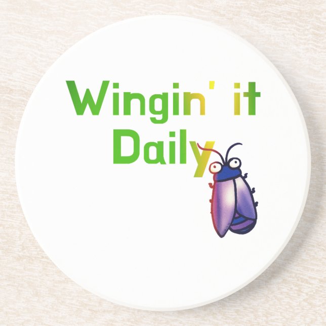 Wingin It Daily Funny Bug Humour Coaster (Front)