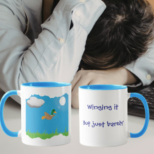 Winging it But Just Barely- Duck Humor Mug