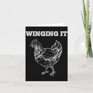 Winging It Funny Chicken Wings Lovers Quote Card