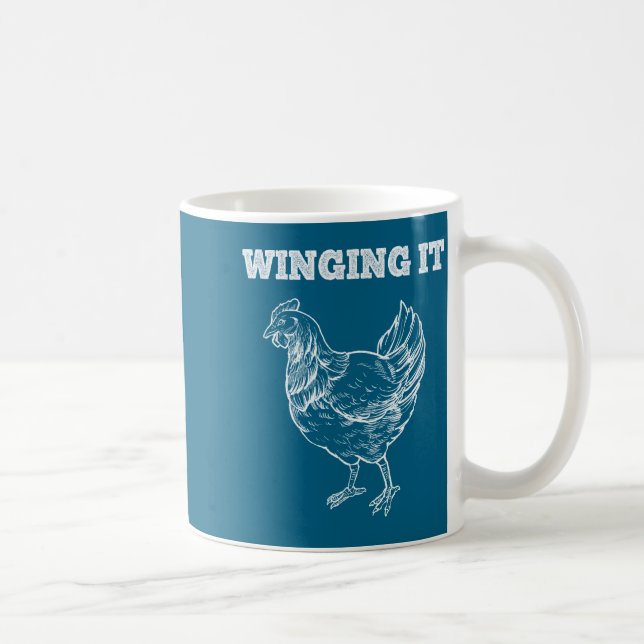 Winging It Funny Chicken Wings Lovers Quote  Coffee Mug (Right)