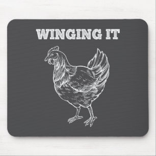 Winging It Funny Chicken Wings Lovers Quote  Mouse Mat