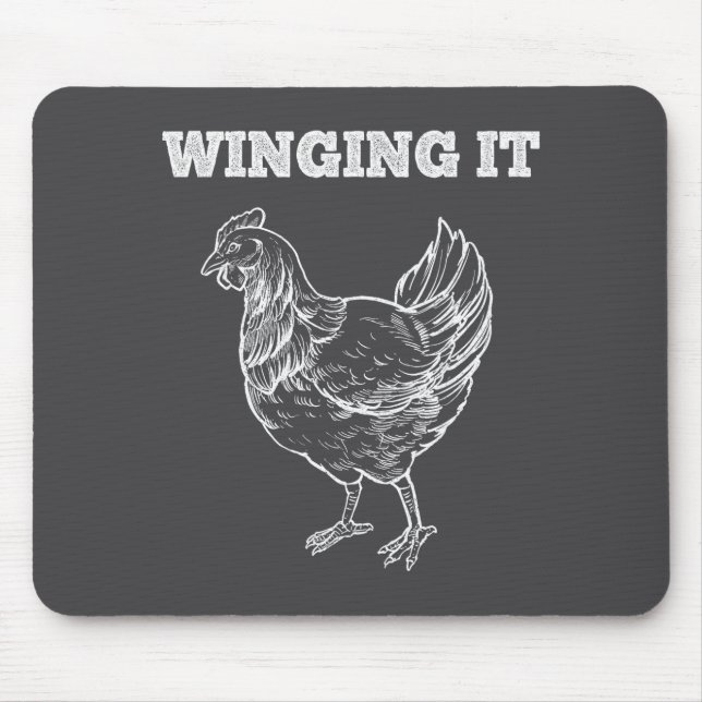 Winging It Funny Chicken Wings Lovers Quote  Mouse Mat (Front)