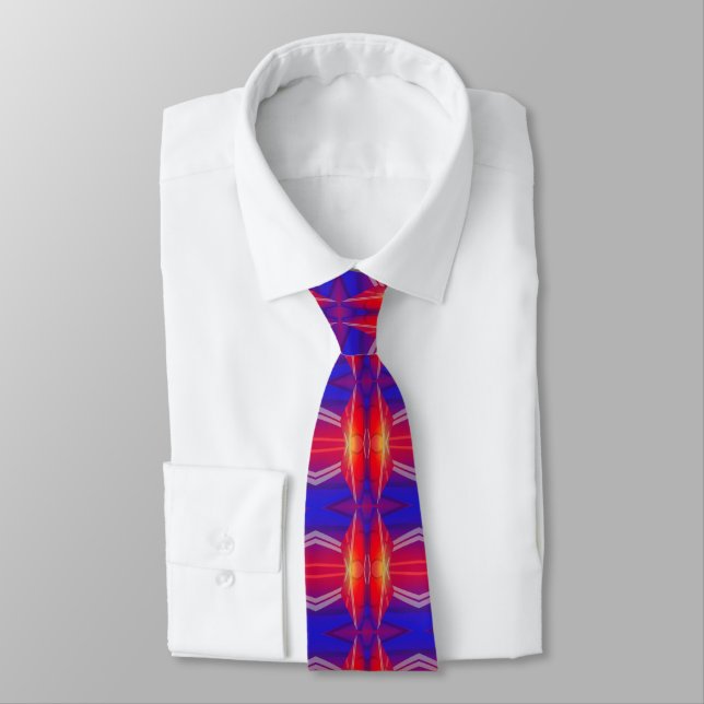 Winging It Pattern Neon Layered Abstract Design  Tie (Tied)