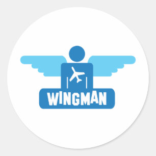 wingman pilot design classic round sticker
