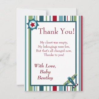 Wings Aeroplane 4x5 Flat Thank You Card
