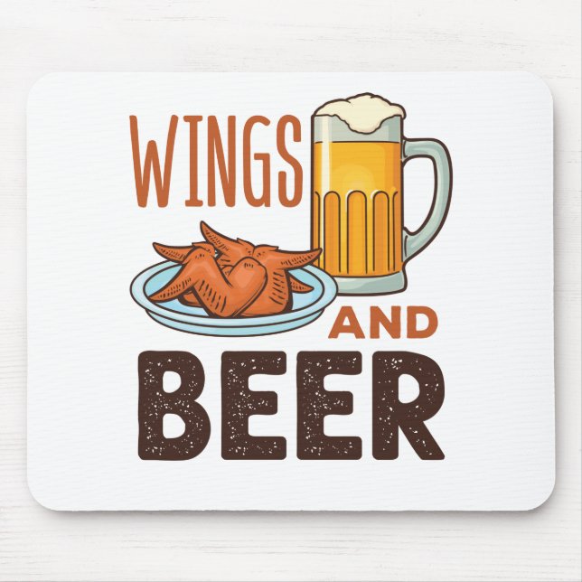 Wings and Beer Chicken Wings Drinking Mouse Mat (Front)
